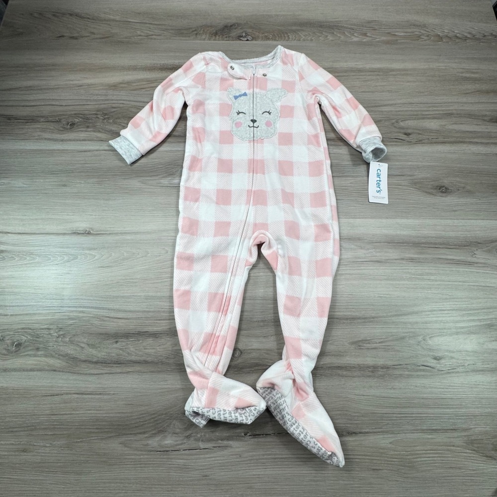 Carters Pink White lamb‎ Plaid Footie Pajamas Sleepers 24 Months